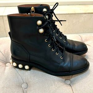 LOUISE et CIE black with pearls combat boots.